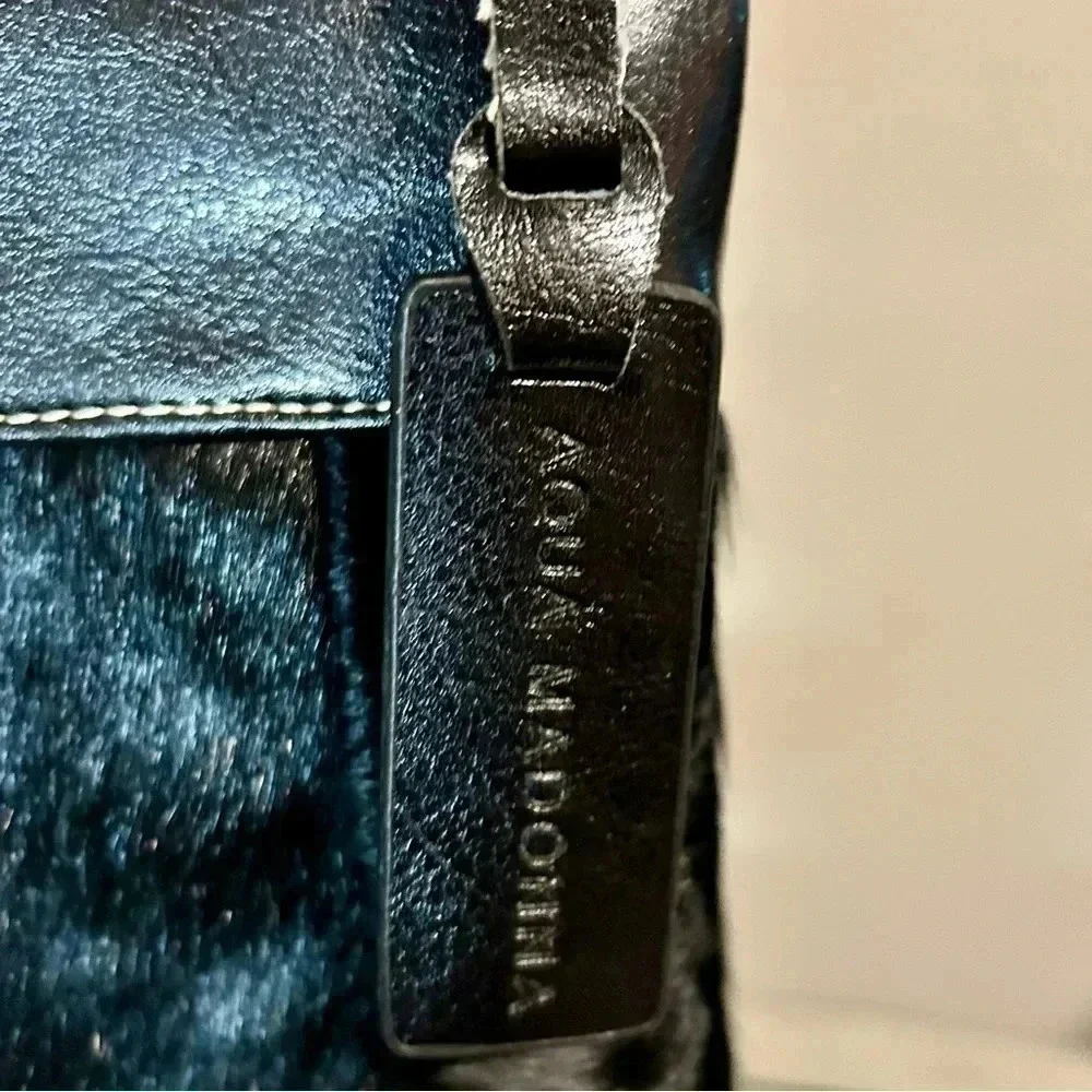 New AQUA MADONNA Black Cow Hide Hair On Crossbody Bag - Picture 3 of 4
